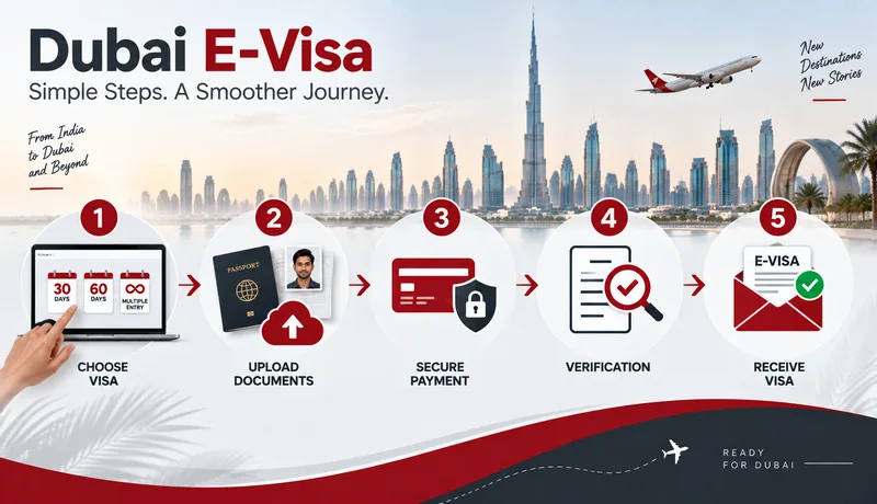 Step-by-step Dubai e-visa application process for Indian travellers from document upload to visa approval