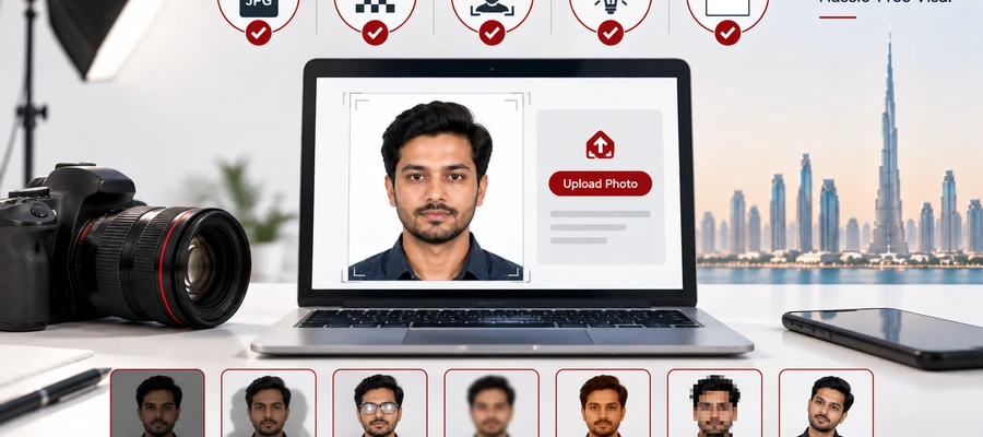 Dubai visa photo digital quality requirements showing high resolution, sharp focus and proper lighting