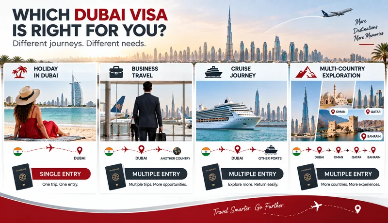 Choosing between single entry and multiple entry Dubai visa 
              based on travel plans