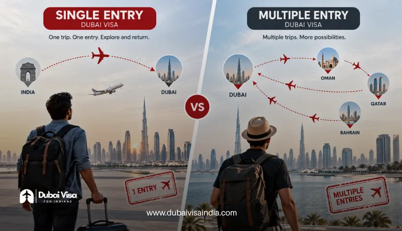 Single entry vs multiple entry Dubai visa comparison for Indian travellers