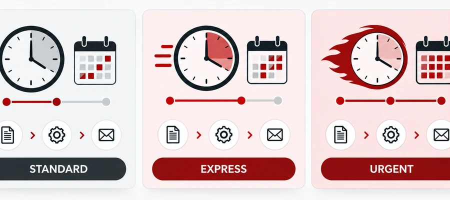 Comparison of standard, express and urgent Dubai visa approval options for Indian travellers